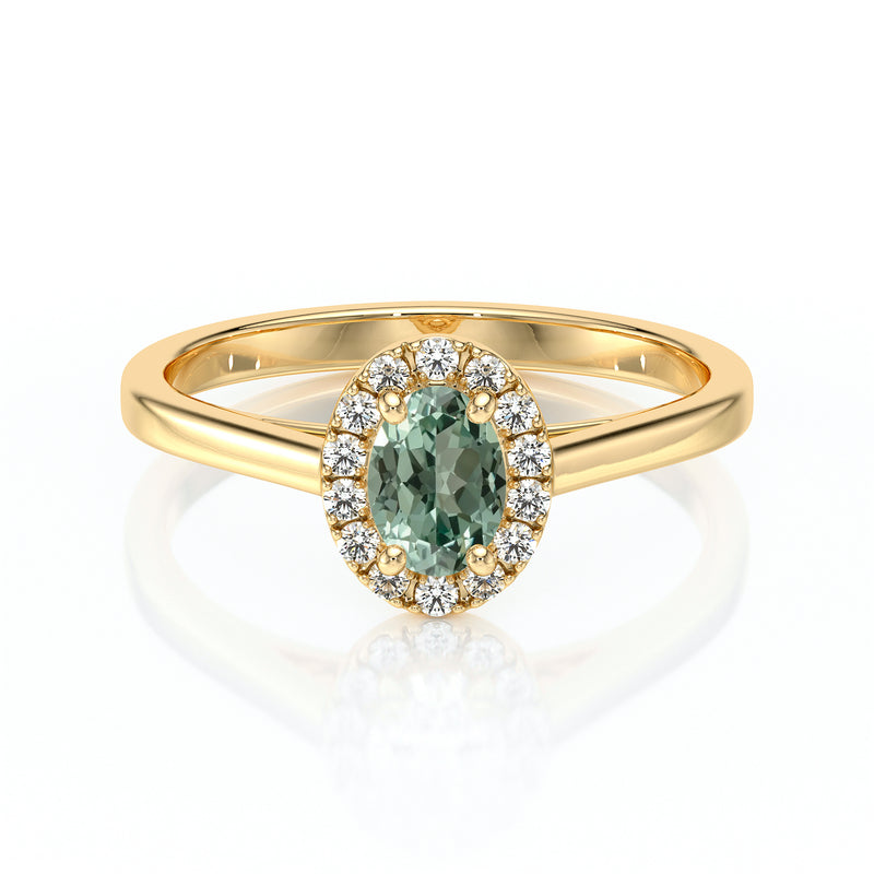 Bague entourage saphir vert et diamant Promets Moi - 5