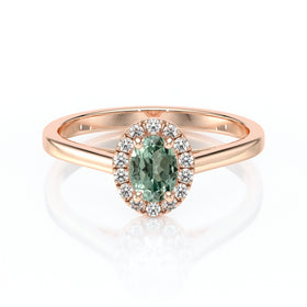 Bague entourage saphir vert et diamant Promets Moi - 5