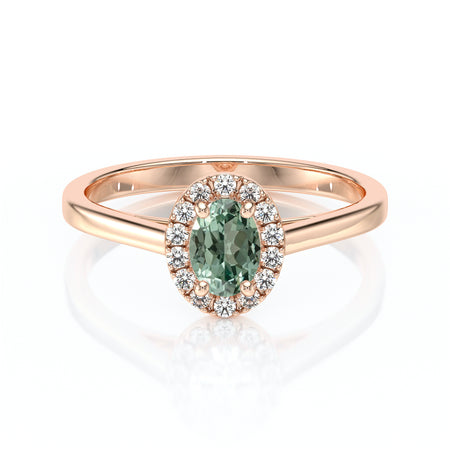 Bague entourage saphir vert et diamant Promets Moi - 5