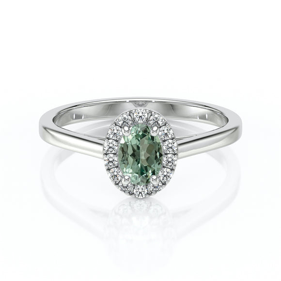 Bague entourage saphir vert et diamant Promets Moi - 5