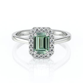 Bague entourage saphir vert et diamant Promets Moi - 6