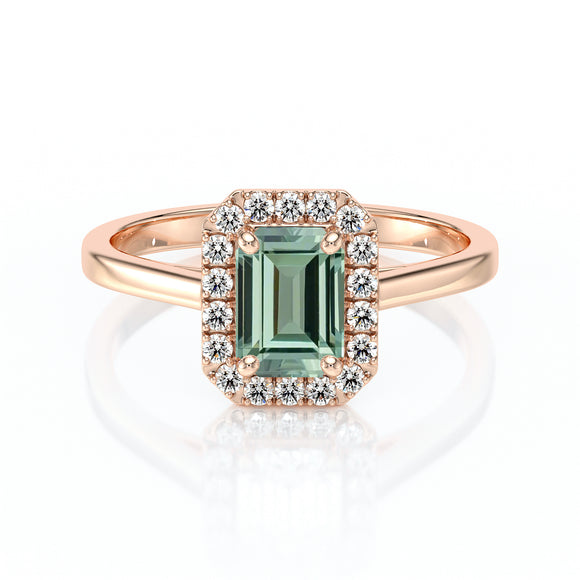Bague entourage saphir vert et diamant Promets Moi - 6