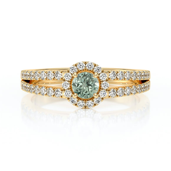Bague entourage saphir vert et diamant Promets Moi - 9