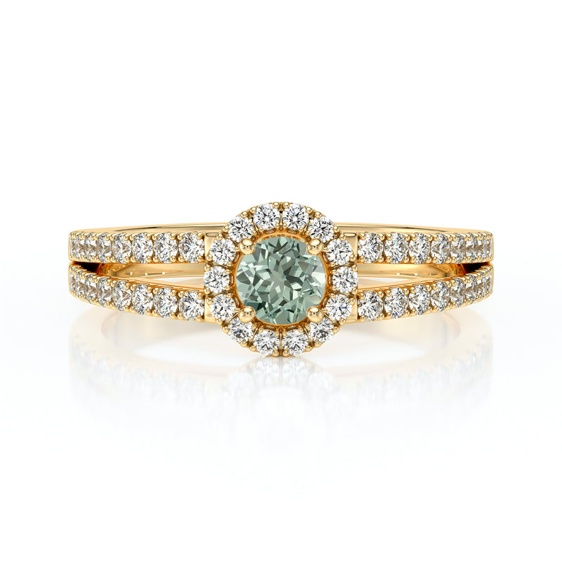 Bague entourage saphir vert et diamant Promets Moi - 9