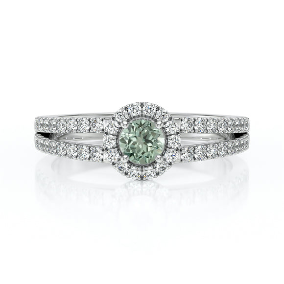 Bague entourage saphir vert et diamant Promets Moi - 9