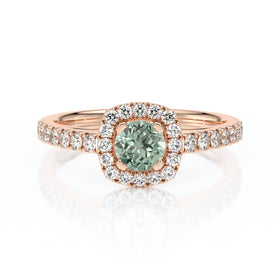 Bague entourage saphir vert et diamant Coup de Foudre - 1