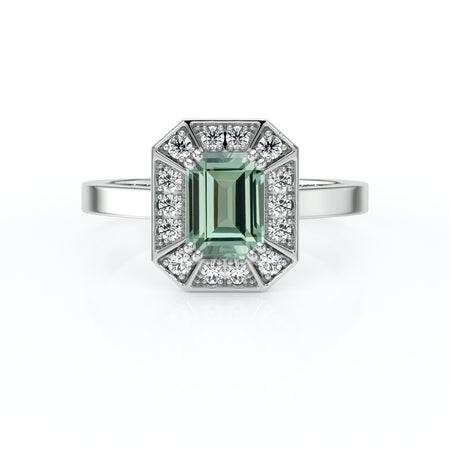 Bague entourage saphir vert et diamant Coup de Foudre - 11