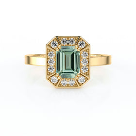 Bague entourage saphir vert et diamant Coup de Foudre - 11