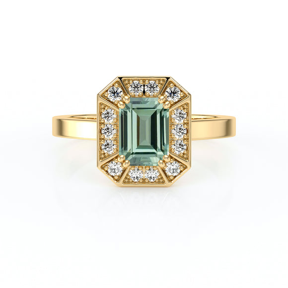 Bague entourage saphir vert et diamant Coup de Foudre - 11