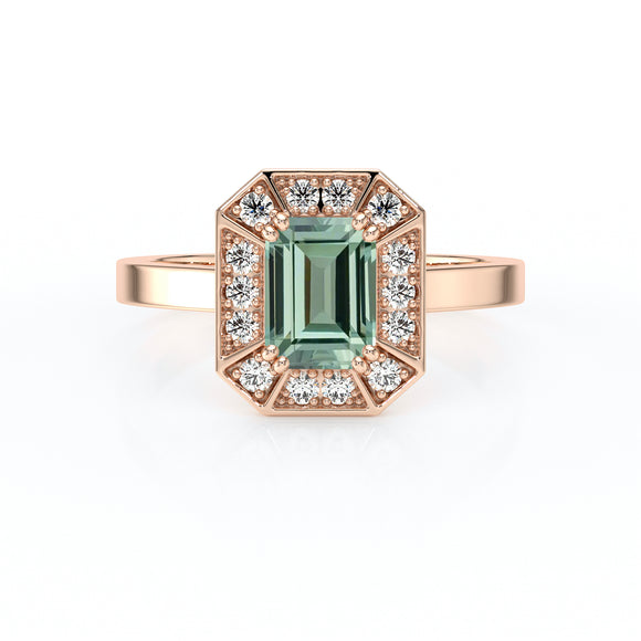 Bague entourage saphir vert et diamant Coup de Foudre - 11