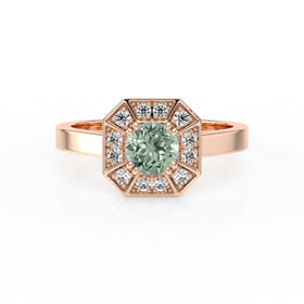 Bague entourage saphir vert et diamant Coup de Foudre - 12