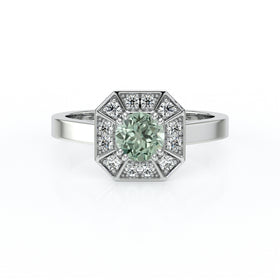 Bague entourage saphir vert et diamant Coup de Foudre - 12