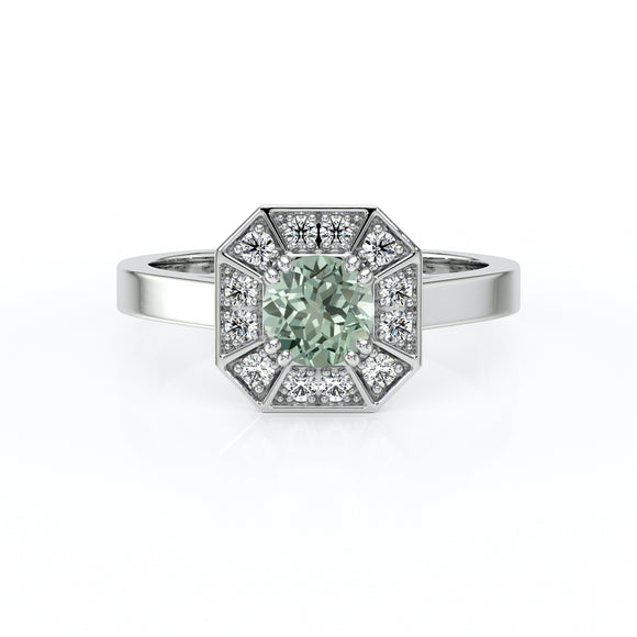 Bague entourage saphir vert et diamant Coup de Foudre - 12