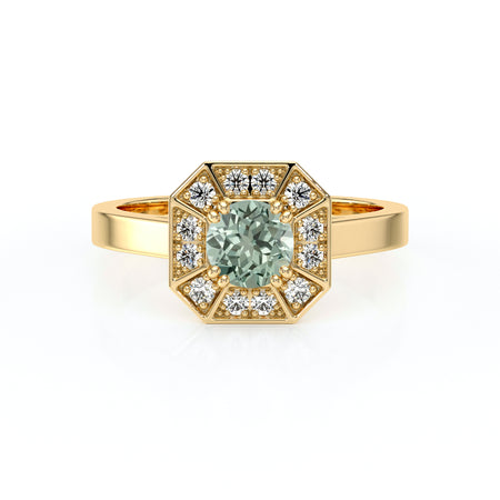 Bague entourage saphir vert et diamant Coup de Foudre - 12