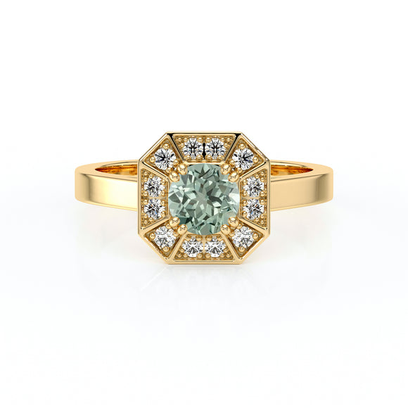 Bague entourage saphir vert et diamant Coup de Foudre - 12