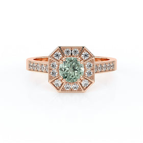 Bague entourage saphir vert et diamant Coup de Foudre - 13