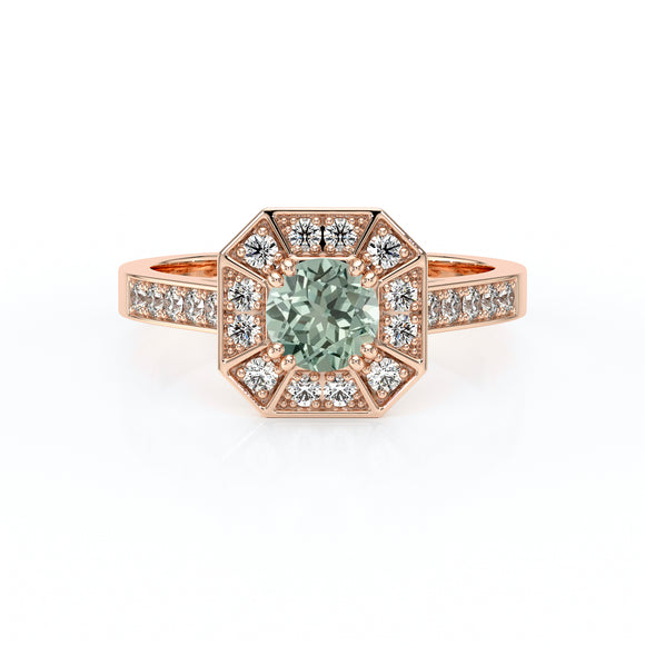 Bague entourage saphir vert et diamant Coup de Foudre - 13