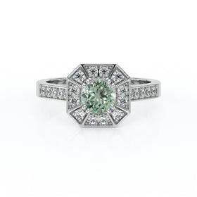 Bague entourage saphir vert et diamant Coup de Foudre - 13