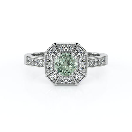 Bague entourage saphir vert et diamant Coup de Foudre - 13