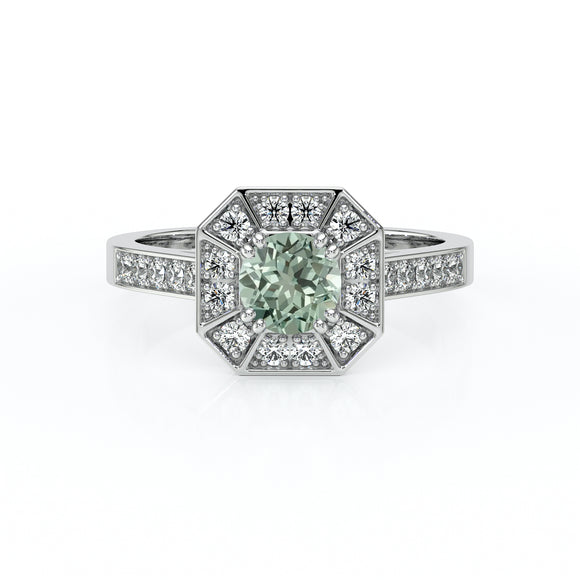 Bague entourage saphir vert et diamant Coup de Foudre - 13