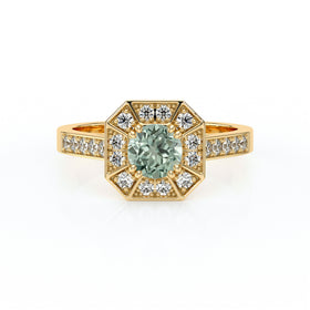 Bague entourage saphir vert et diamant Coup de Foudre - 13