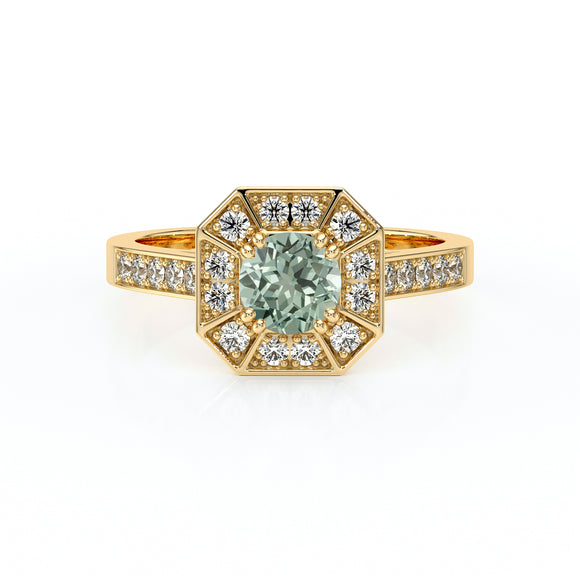 Bague entourage saphir vert et diamant Coup de Foudre - 13
