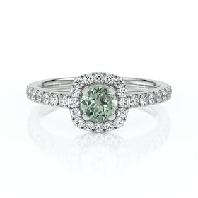 Bague entourage saphir vert et diamant Coup de Foudre - 1