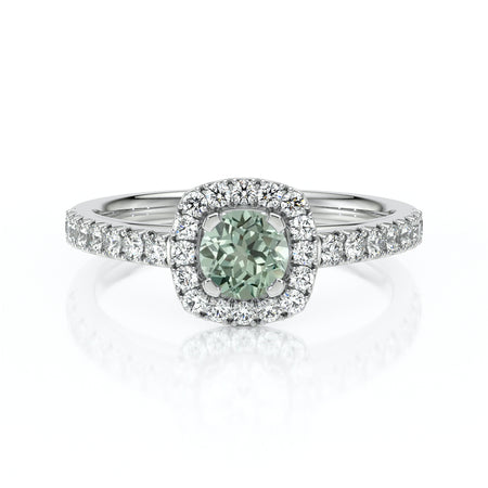 Bague entourage saphir vert et diamant Coup de Foudre - 1
