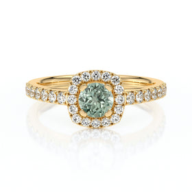Bague entourage saphir vert et diamant Coup de Foudre - 1