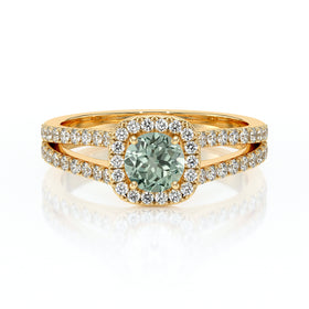 Bague entourage saphir vert et diamant Coup de Foudre - 2