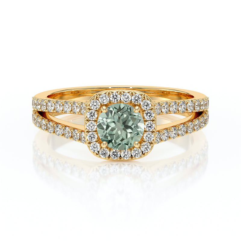 Bague entourage saphir vert et diamant Coup de Foudre - 2