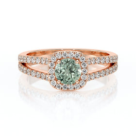 Bague entourage saphir vert et diamant Coup de Foudre - 2