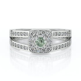Bague entourage saphir vert et diamant Coup de Foudre - 3