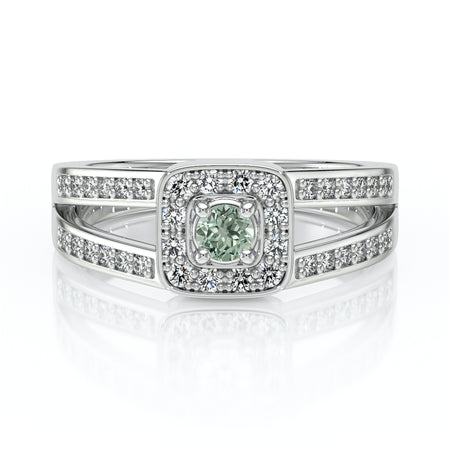 Bague entourage saphir vert et diamant Coup de Foudre - 3