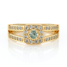 Bague entourage saphir vert et diamant Coup de Foudre - 3