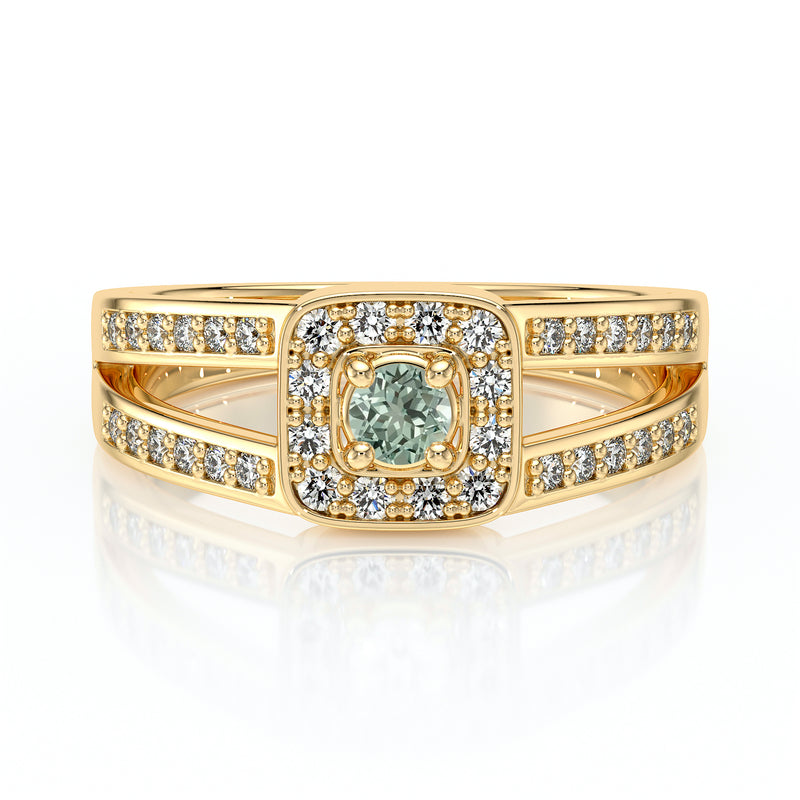 Bague entourage saphir vert et diamant Coup de Foudre - 3