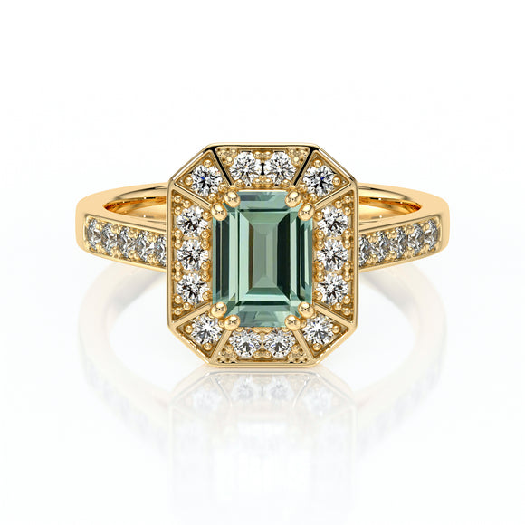 Bague entourage saphir vert et diamant Coup de Foudre - 6