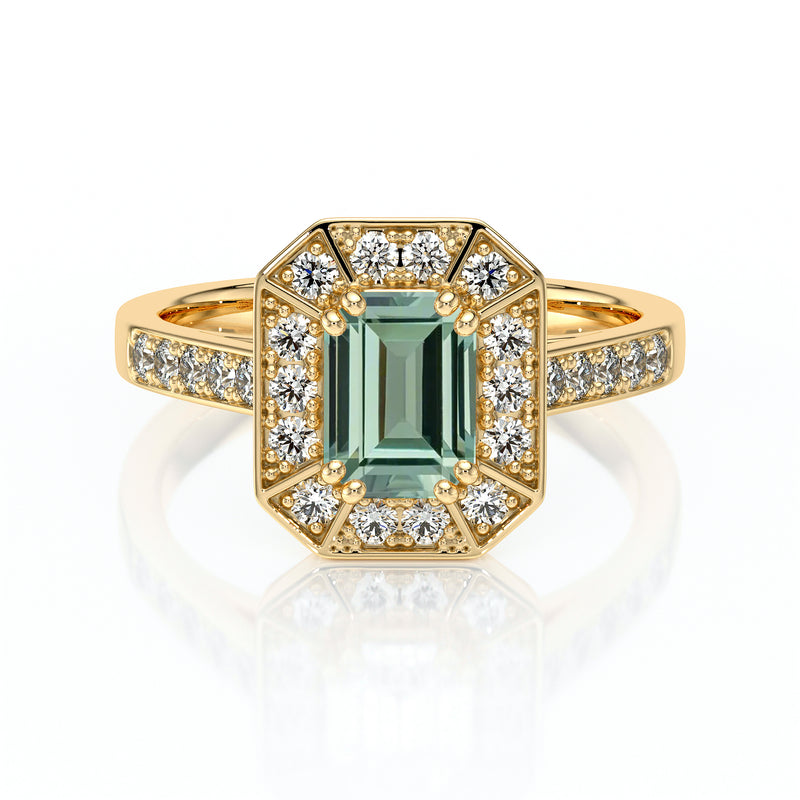 Bague entourage saphir vert et diamant Coup de Foudre - 6