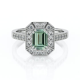 Bague entourage saphir vert et diamant Coup de Foudre - 6