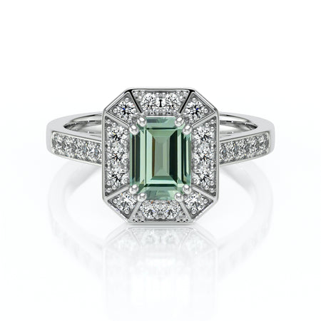 Bague entourage saphir vert et diamant Coup de Foudre - 6