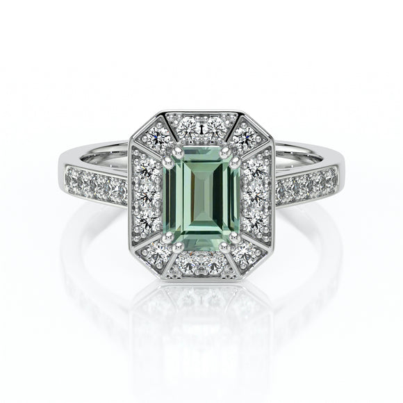 Bague entourage saphir vert et diamant Coup de Foudre - 6