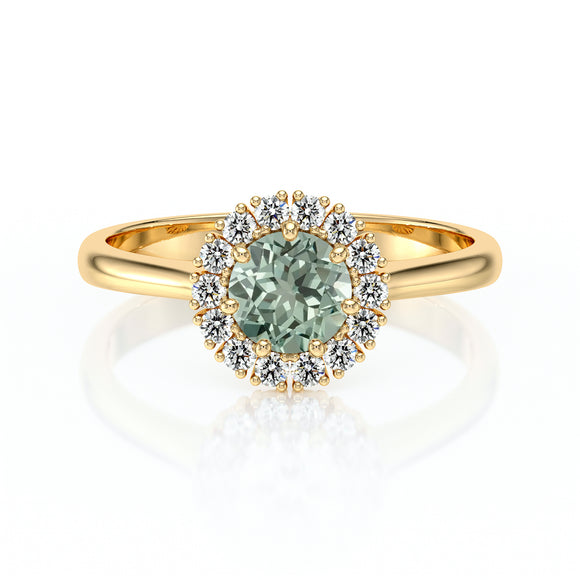 Bague entourage saphir vert et diamant Pour la Vie - 7