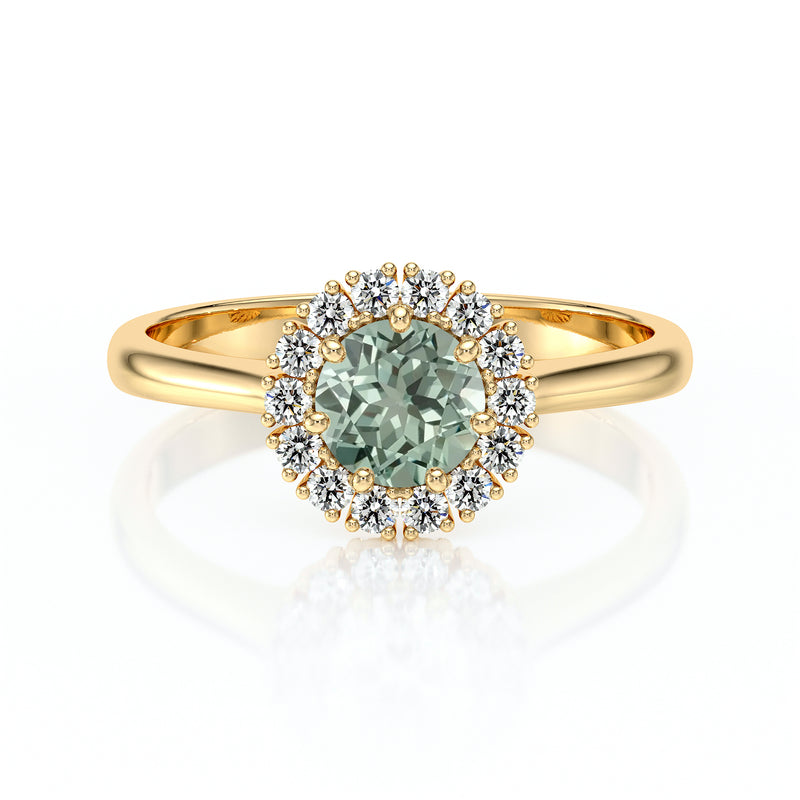 Bague entourage saphir vert et diamant Pour la Vie - 7