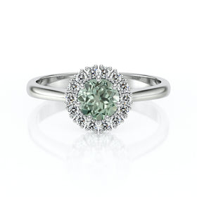 Bague entourage saphir vert et diamant Pour la Vie - 7