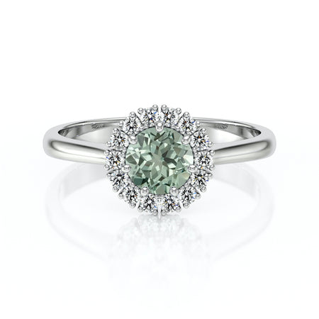 Bague entourage saphir vert et diamant Pour la Vie - 7