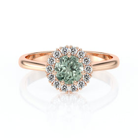 Bague entourage saphir vert et diamant Pour la Vie - 7