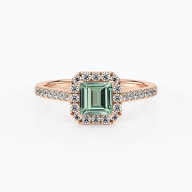 Bague entourage saphir vert et diamant Promets Moi - 1
