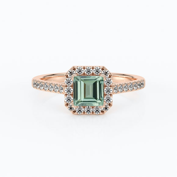 Bague entourage saphir vert et diamant Promets Moi - 1