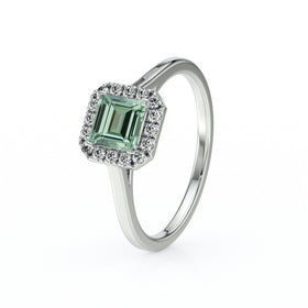 Bague entourage saphir vert et diamant Promets Moi - 11