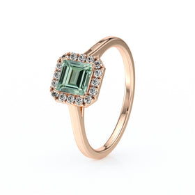 Bague entourage saphir vert et diamant Promets Moi - 11